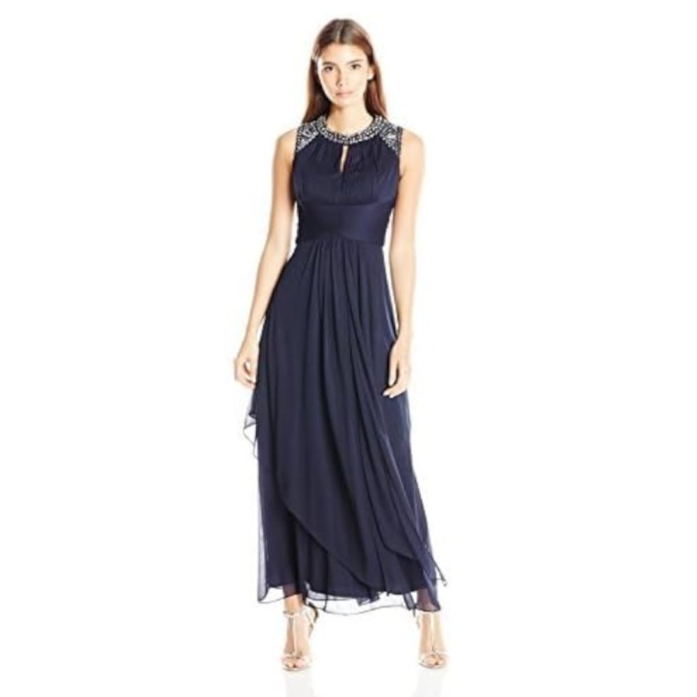 Alex Evenings Women's Jewel Neck Long Evening Dress Size 18